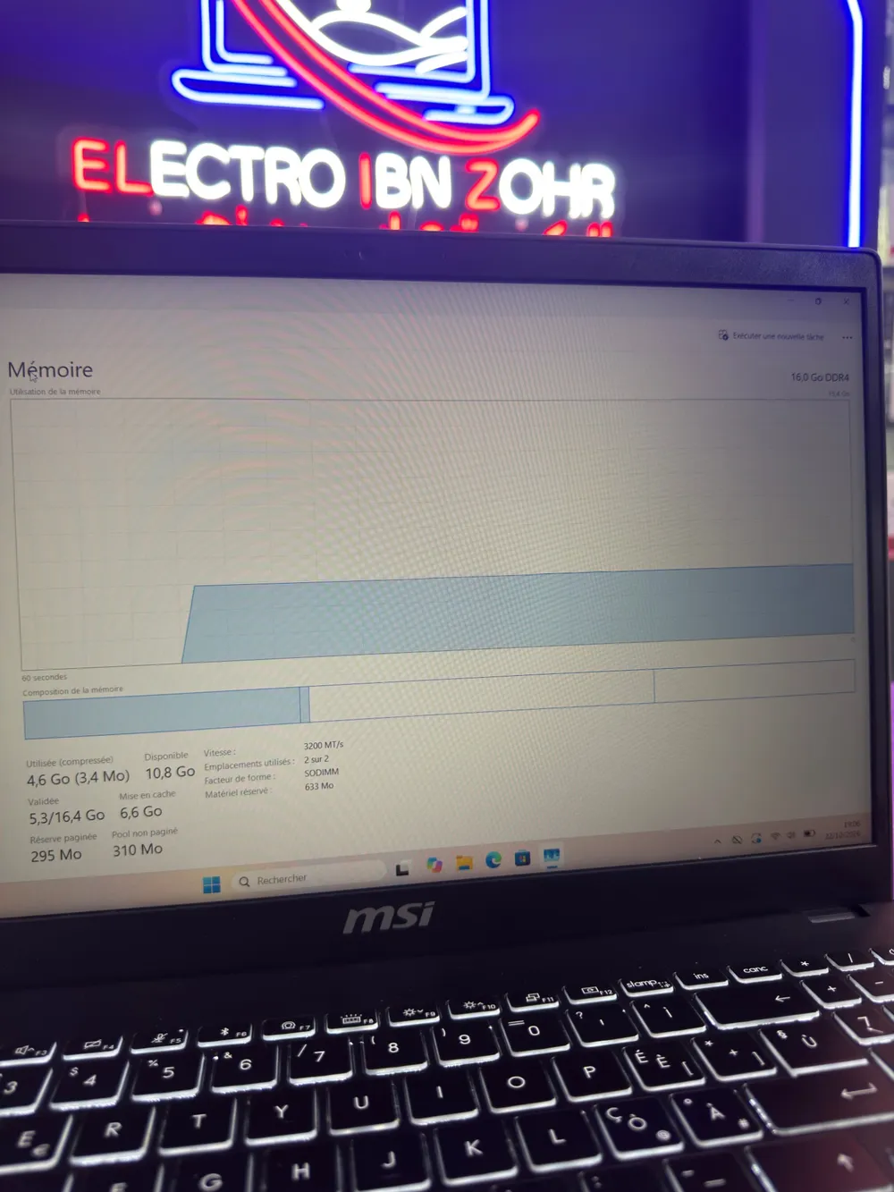 MSI Modern 15 mémoire 16 Go DDR4 3200 MHz